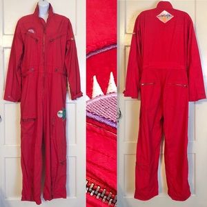 Red mechanic coveralls patch cargo festival painter size Medium
